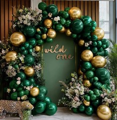 Emerald Green Gold Balloons Garland Double Dark Green Gold Balloons Hunter Fo…