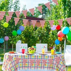 6 Pack Carnival Circus Party Decorations Striped Pennant Banner Red White