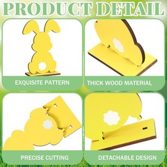 12 Pcs Easter Decorations Easter Bunny Wooden Table Centerpieces Rabbit Table…