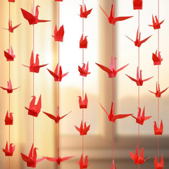Paper Crane Hanging Garlands(3Stringsx 5.2Ft), Origami Birds Streamers for Brida