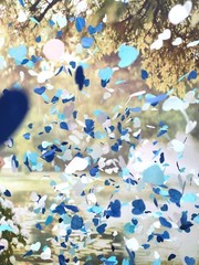 Blue Silver Tissue Paper Heart Confetti Wedding Engagement Bridal Shower Deco…