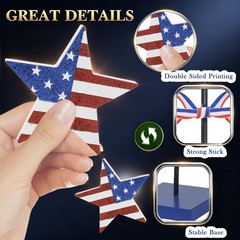 4th of July Table Decorations Wooden Star Set, 3 Pcs Memorial Day Tiered Tray…