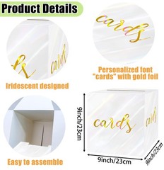 SietDESEO 9 Inch Black Graduation Card Box, White Gold Foil Gift Box