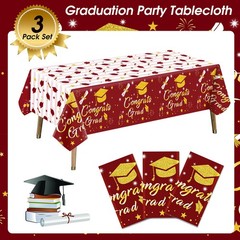 Graduation Tablecloth Party Decorations Class of 2026 3 Pack Maroon and Gold