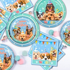 159 Pcs Dog Party Decorations Pet Birthday Tableware Puppy Balloons Plates Cups