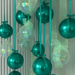 Green 20 Pcs Large Ball Metallic Foil Balloons 22 Inch Giant 4d Round Ball Ba…