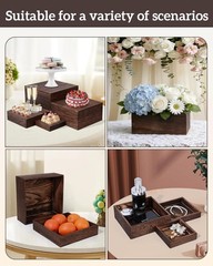 8 Size Nested Buffet Risers W/ Mini Signs 8PCS Rustic Wooden Cake & Dessert