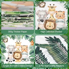 40 Pcs Jungle Animals Party Decorations – Safari Animal Plates and Napkins, Wild
