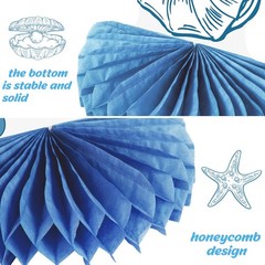 Blue Bow Starfish and Seashell Honeycomb Centerpieces 12PCS Ocean Coastal Bac…