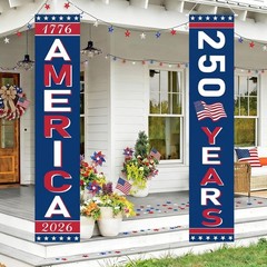 2 Pack 250th Birthday Decorations 71» x 14» 250 Years Anniversary Banner Flag