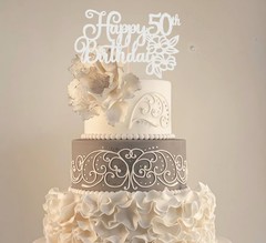 Silver Glitter 50th Birthday Cake Topper Cheers to 50 Years Party Decor