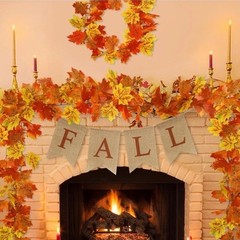 MISS FANTASY 13.2FT Fall Leaves Garland with Banner, 2Pack Fall Decorations