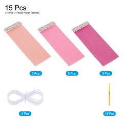 15Pcs Peach Pink, Pink, Rose Red Tassel Garland Banner with Rope