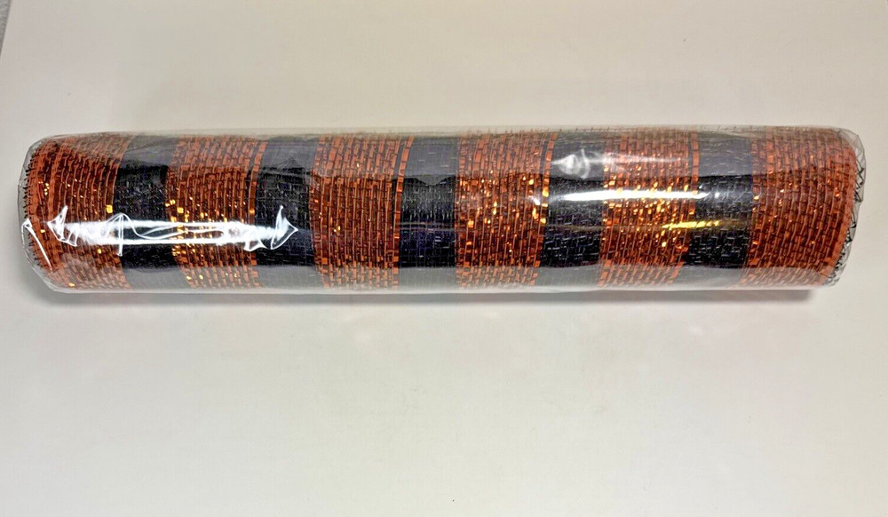 Holiday Home Black Orange Sparkle Stripe Mesh Halloween Party Decor NIP