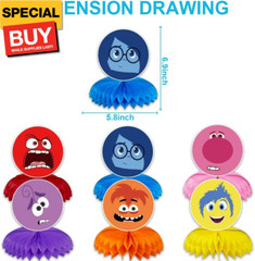 6Pack Set Inside Out Party supplies for kids Inside Out birthday party decoratio
