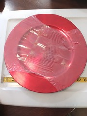 Ashland Large set party supply plate metal/tin? glossy red lot sealed