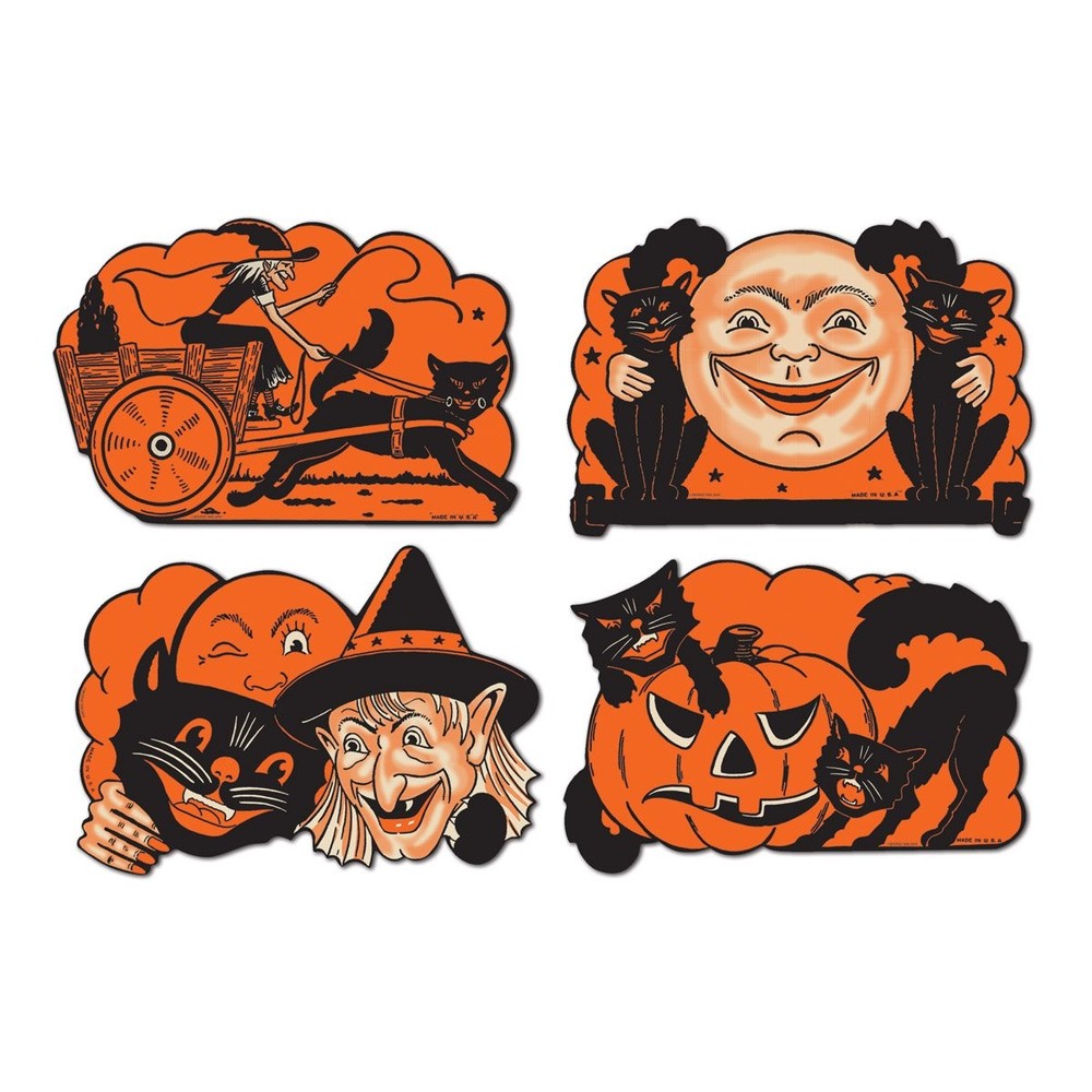 4 Pack Vintage Halloween Cutouts Party Wall Decorations