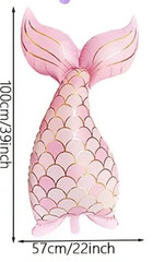 Mermaid Theme Birthday Balloons Mermaid Tail & Shells Foil Balloons 40 inch