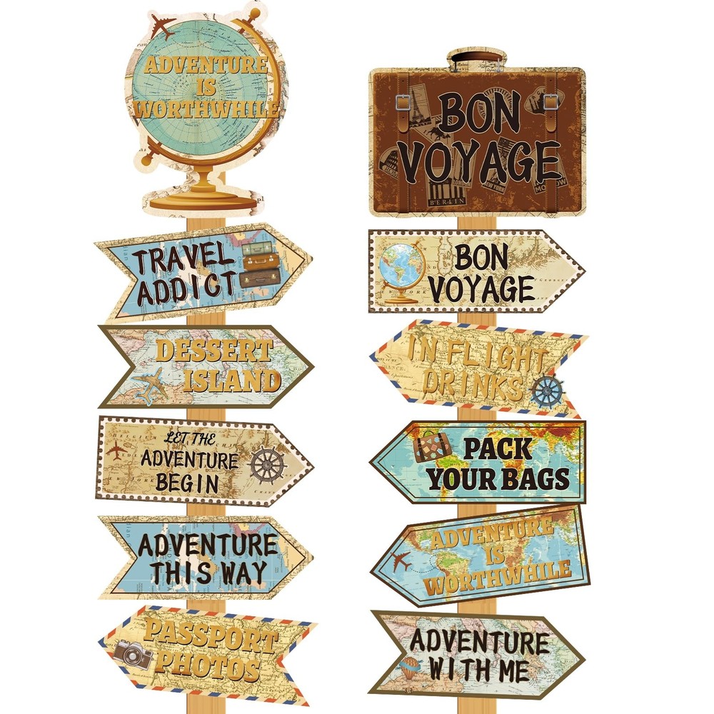 24Pcs Travel Themed Party Decorations Set Bon Voyage Yard Street Colorful