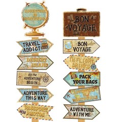 24Pcs Travel Themed Party Decorations Set Bon Voyage Yard Street Colorful