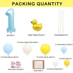 Rubber Ducky First Birthday Balloon Decoration Set, 40-Inch Blue Number 1 wit…