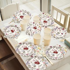 Sturdy 96 Count Vintage Floral Party Dinnerware – Perfect for Weddings & Showers