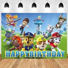 PAW Dog Happy Birthday Backdrop 5×3.5ft For Kids Birthday Party Decoration