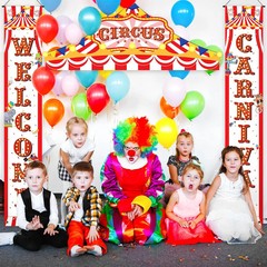 3Pcs Carnival Circus Porch Sign Banner Circus Party Awning Hanging Banner Carniv