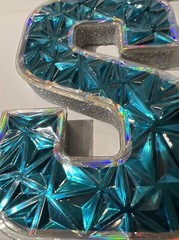 W-I-S-H Styrofoam Lettering Blue Shiny Sparkled Party Decor Big 8”tall