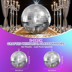 Stunning 2-Pack Silver Disco Balls – 8 Inch Reflective Elegance for Events