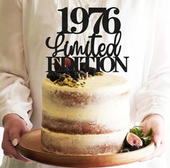 Limited EDITION 1976 Cake Topper – Black Glitter Happy 50th Birthday Party Ca…
