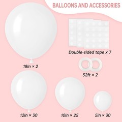 87pcs White Balloons Different Sizes 18 12 10 5 Inches for Garland Arch, Prem…
