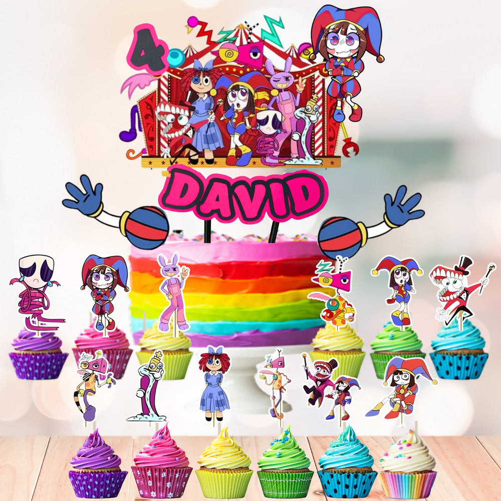 The Amazing Clown Cupcake cake topper happy birthday party supplies decoration