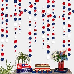 46 Ft Navy White Circle Dots Garlands Royal Hanging Paper Polka Dots Blue Red