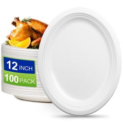 Oval Eco Friendly Disposable Plates – Large Heavy Duty Paper Plates 12 inch, …