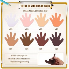 Paper Hand Cutouts Assorted Colors School Bulletin Board Decor Craft 200 PCS
