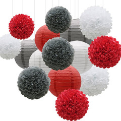 15 Pcs Navy Blue Party Decorations – Easy Assemble Tissue Paper Pom Poms & Honey