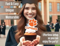 Clemson Football Cupcake Toppers Party Decorations Birthday Graduation Supplies