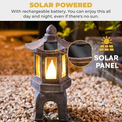 VP Home Solar Powered Asian Statue, Pagoda Garden Decor, Outdoor Zen Garden L…