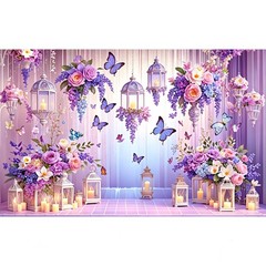 Photography Backdrop Butterfly Party Banner Birthday Wedding Flower Background