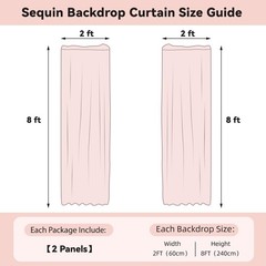 Rose Gold Sequin Backdrop Curtain 2 Panels 2FTx8FT Glitter Rose Gold Background