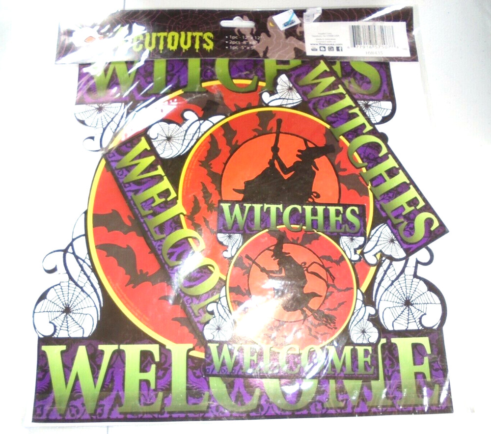 Halloween Witches Paper Cutouts Pack of 4 NEW Party Hanging Decorations