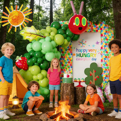 Green Caterpillar Balloon Garland Kit, Green Balloons with Fruit Butterfly Leaf