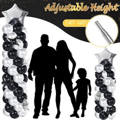 Gejoy 110 Pcs Black Silver Balloons Column Stand Kit Adjustable Tower Stand