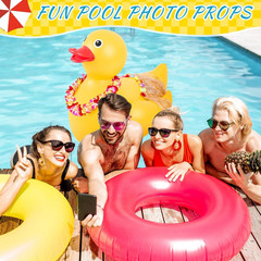 4 Feet Giant Rubber Duck with Luau Party Grass Skirts Hawaii Grass Skirt Inflata