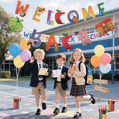 13Pcs Welcome Back to School Party Banner for School Celebrations-Pre-Strung, 10