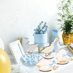 8Pcs One Silly Goose Wood Table Sign Tabletop Centerpieces Blue Bow Goose Woo…