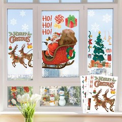 Christmas Party Decorations – Snowflake Window Clings Stickers for White Red