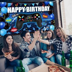 Vibrant Gaming Birthday Backdrop for Perfect Photo Ops – 70.8 x 43.3 Inches