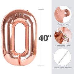 Number Balloon 40 Inch, 24 Number Balloons, Rose Gold 42 Happy Birthday Decor…